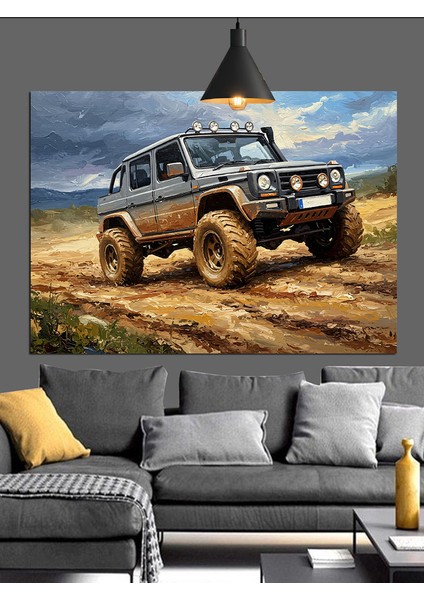 Arazi Jeep Offroad Dekoratif Kanvas - Mdf Ahşap Tablo indirimleri