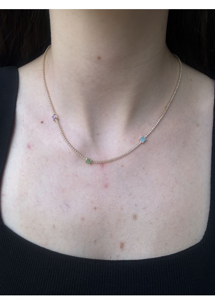 Renkli Baget Detaylı Su Yolu Kolye