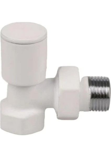 Dekoratif Kumlu Beyaz Köşe Radyatör Vanası 1/2" Metal Volan