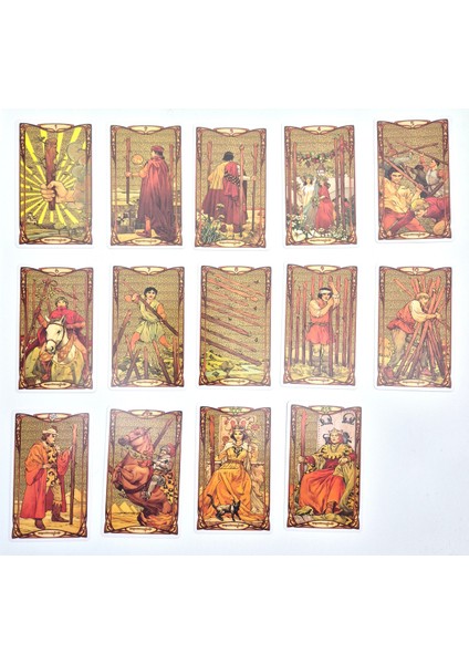 Golden Art Nouveau Mini Tarot Destesi 78 Kart 9x5,5 cm Koleksiyonluk Özel Set
