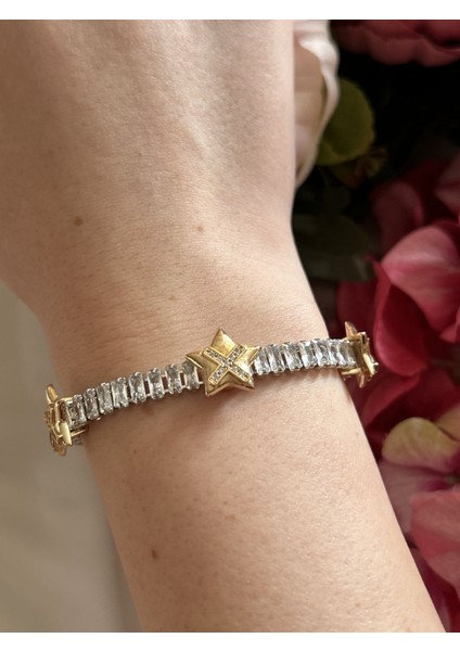 Gold Yıldız Detay Su Yolu Bileklik