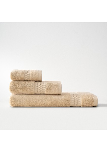 Auraline 3'lü Havlu Seti Organik Pamuk Açık Bej