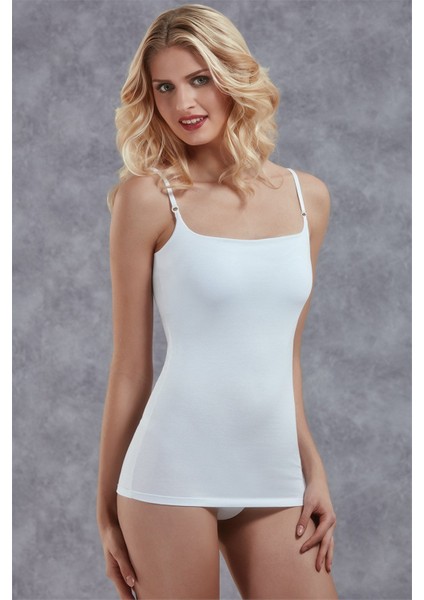 Kadın Modal Geniş Yaka Kaplı İp Askılı Atlet 9322