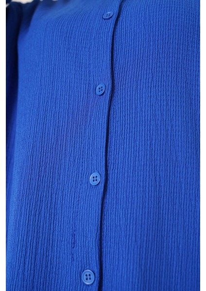 Kadın BDART Oversized Gömlek & Pantolon Takım Kobalt Mavisi