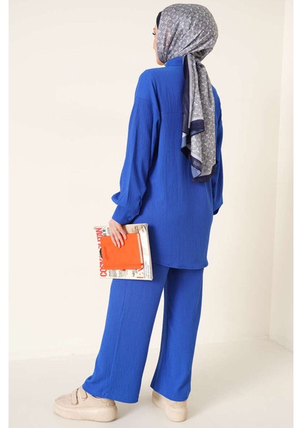 Kadın BDART Oversized Gömlek & Pantolon Takım Kobalt Mavisi