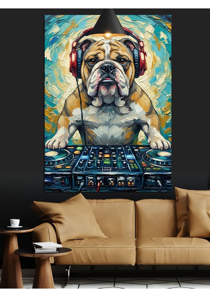 Dj Köpek Kulaklık Dekoratif Kanvas - Mdf Ahşap Tablo fırsatları