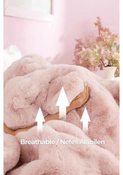 Kürk Yorgan Çift Kişilik Dolgulu Peluş Yumuşak Wellsoft Çift Taraflı Yatak Örtüsü 3 Parça Set modelleri