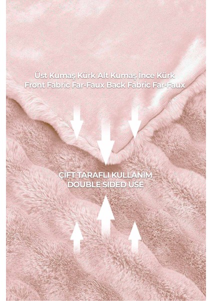 Kürk Yorgan Çift Kişilik Dolgulu Peluş Yumuşak Wellsoft Çift Taraflı Yatak Örtüsü 3 Parça Set