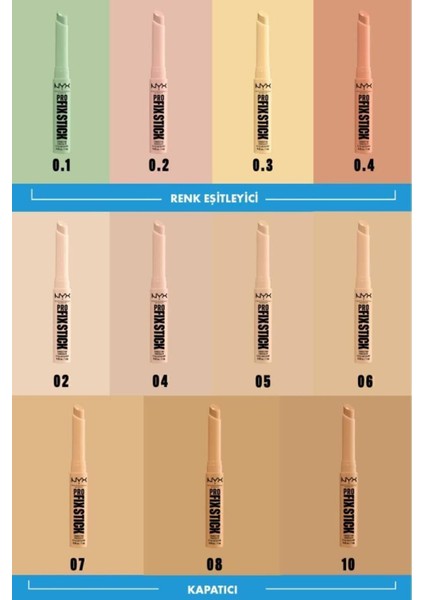 Pro Fix Stick Yeşil Ton Renk Eşitleyici Kapatıcı 0.1 g Kremsi Uzun Süre Kalıcı