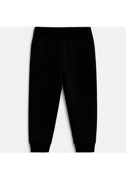 Siyah Üç Iplik Şardonlu Jogger Çocuk Esofman Altı