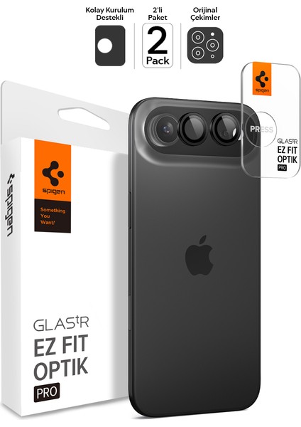 iPhone Air ile uyumlu Kamera Lens Camı Koruyucu Kolay Kurulum GLAS.tR EZ Fit Optik Pro (2 Adet) Black - AGL09863