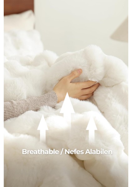 Kürk Yorgan Çift Kişilik Dolgulu Peluş Yumuşak Wellsoft Çift Taraflı Yatak Örtüsü 3 Parça Set Lory modelleri