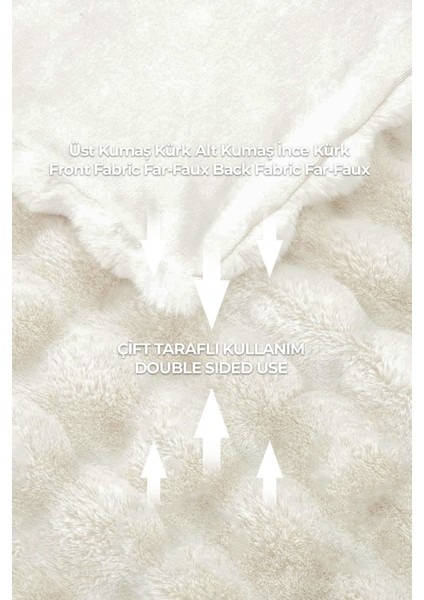 Kürk Yorgan Çift Kişilik Dolgulu Peluş Yumuşak Wellsoft Çift Taraflı Yatak Örtüsü 3 Parça Set Lory