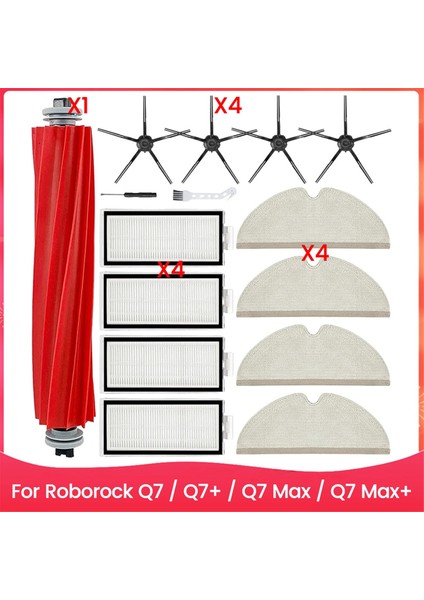 Xiaomi Roborock Q7 / Q7+ / Q7 Max / Q7 Max+ Robot Süpürge Parçaları Için Aksesuar Kiti Ana Yan Fırça Hepa Filtre Paspas Bezi (Yurt Dışından)