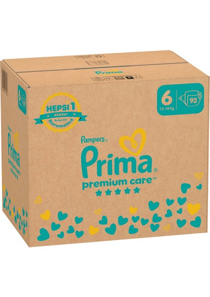 Bebek Bezi Premium Care 6 Numara 93 Adet Aylık Fırsat Paketi