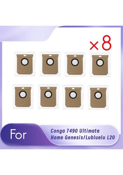 Conga 7490 Ultimate Home Genesis/lubluelu L20 Süpürge Aksesuarları Için 8 Adet Toz Torbası Uzun Ömürlü ve Iyi Çalışacak Şekilde Üretilmiştir (Yurt Dışından)