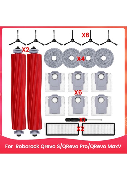 Roborock Qrevo S/qrevo Pro/qrevo Maxv Ana Yan Fırça Hepa Filtre Paspas Bezi Toz Torbaları Robot Süpürge Parçaları (Yurt Dışından)