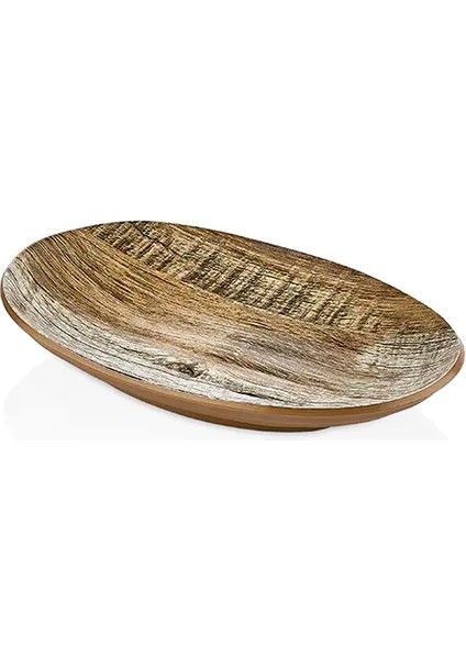 27023.SI - Terra Sierra 3'lü Oval Ahşap Görünümlü Tabak Seti 23,3X14,5 Cm, Thermoset Melamin