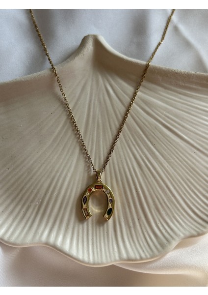 Gold Taşlı Nal Kolye fiyatları