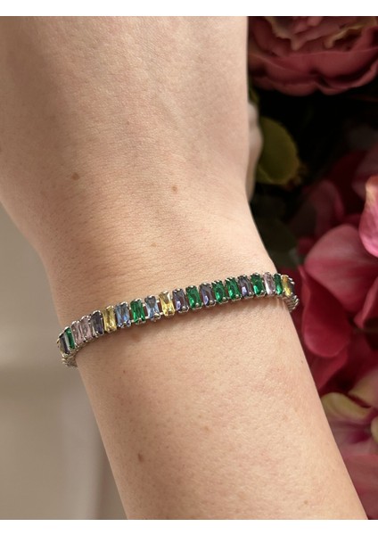Renkli Su Yolu Gümüş Bileklik
