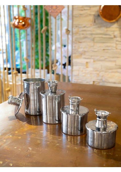 Bakır Baharat Seti Objeli Model 4'lü Gümüş Renk Nikel Kaplama modelleri