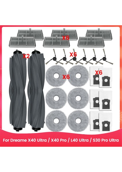 Dreame X40 Ultra / X40 Pro / L40 Ultra / S30 Pro Ultra Elektrikli Süpürge Parçaları Ana Yan Fırça Filtre Paspas Bezi Toz Torbası (Yurt Dışından)