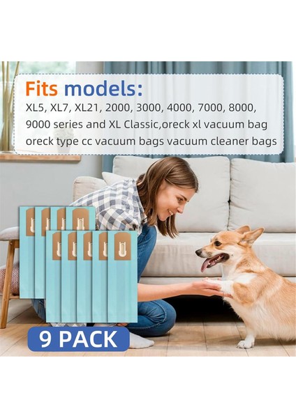 Oreck Xl XL2000 XL8000 XL9000 ve Ticari Seriler Için 9'lu Paket PK80009 Yedek Vakumlu Süpürge Torbası (Yurt Dışından) modelleri
