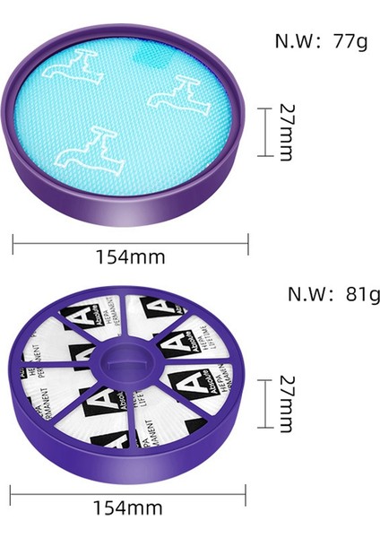 Dyson DC19 DC20 DC21 DC29 Elektrikli Süpürge Yedek Parça Aksesuarları Için Yıkanabilir Ön ve Arka Hepa Filtre Seti (Yurt Dışından) fiyatları
