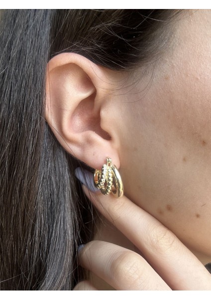 Üçlü Halka Tasarım Küpe