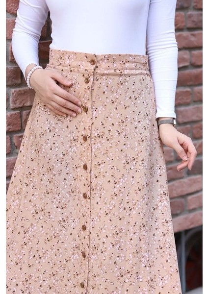 Düğmeli Viscon Etek Beyaz fırsatları