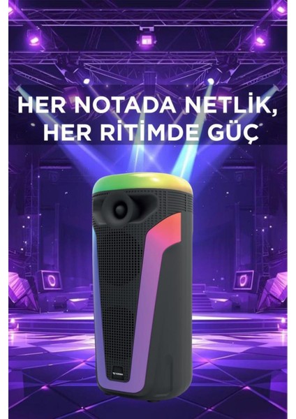 D69 Siyah Rgb Ledli Kablosuz Mikrofonlu Radyolu Taşınabilir Bluetooth Hoparlör Parti Speaker modelleri