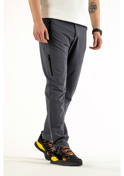 Erkek Gri Nefes Alan Likralı 4 Cepli Pantolon