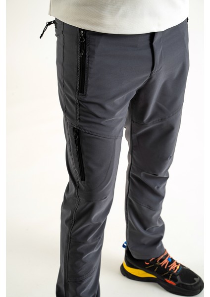 Erkek Gri Nefes Alan Likralı 4 Cepli Pantolon