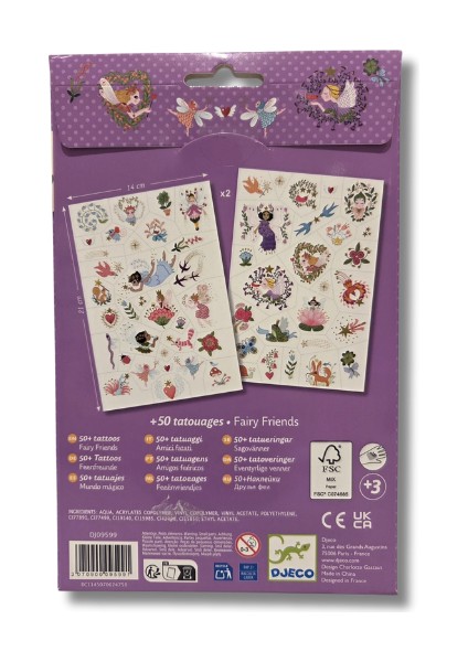 Fairy Friends Geçici Dövme Seti 2 Sayfa Renkli Eğlenceli Tasarım 3 Yaş ve Üzeri fırsatları