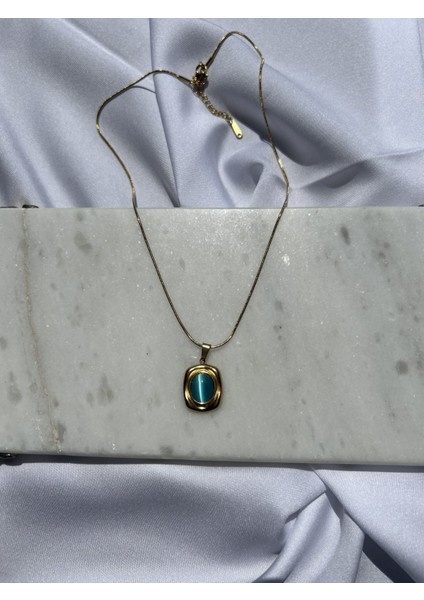 Firuze Taş Detaylı Gold Kolye fiyatları