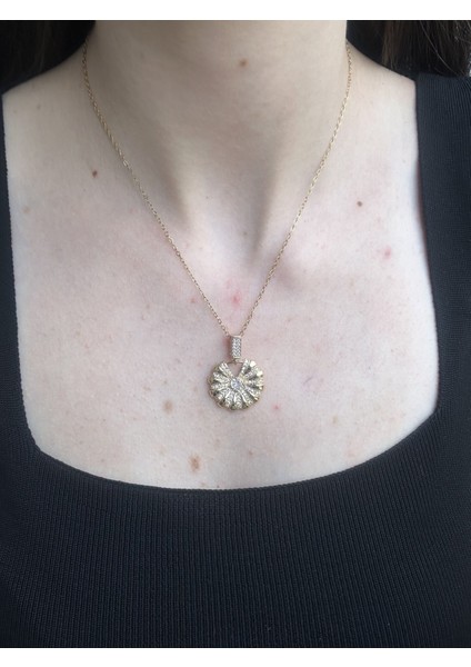 Zirkon Taşlı Halka Tasarım Kolye