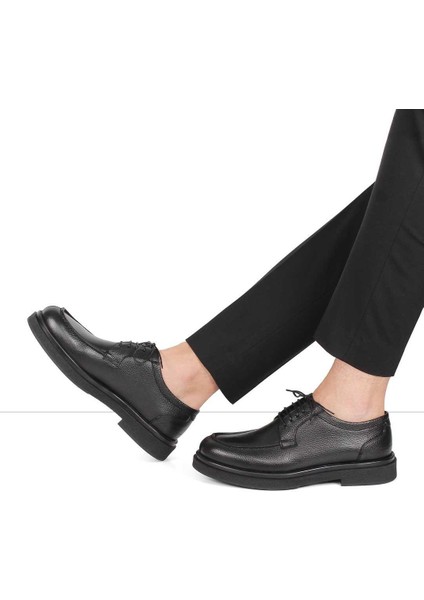 Erkek Siyah Bağcıklı Deri Klasik Ayakkabı