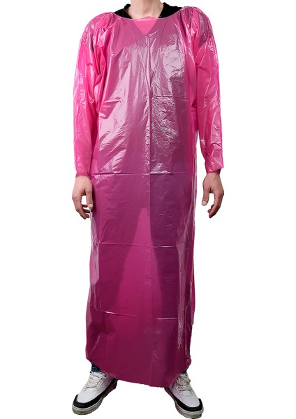 Kullanımlık Naylon Önlük Katlamalı 50 Adet - 1 Koli (Doğum Önlüğü) Pembe