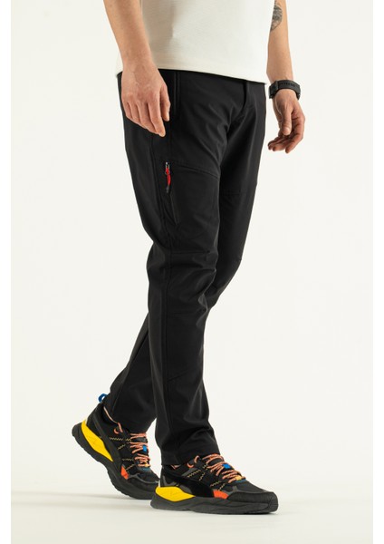 Erkek Siyah Nefes Alan Likralı 4 Cepli Outdoor Pantolon