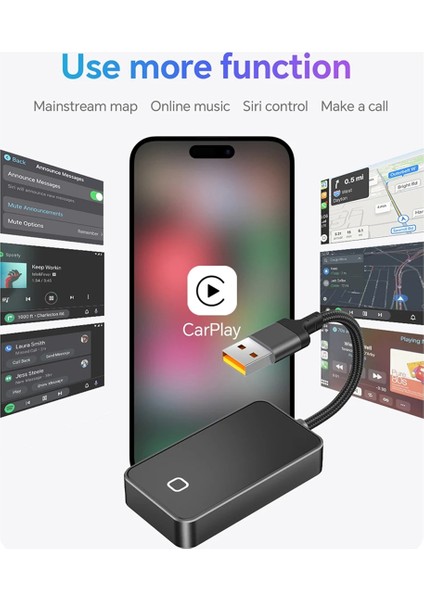 Mini C3 Kablosuz Carplay Android Auto Adaptörü 2'si 1 Arada Kablolu Carplay ve Android Auto Araçlarıyla Uyumlu (Yurt Dışından) modelleri