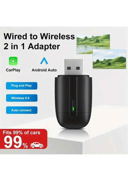 Wıfı6 Çift Arayüzlü Kablosuz Carplay Adaptörü 2'si 1 Arada Carplay+Android Auto Usb-A ve Usb-C Kablolu Carplay'den Kablosuza (Yurt Dışından) indirimleri