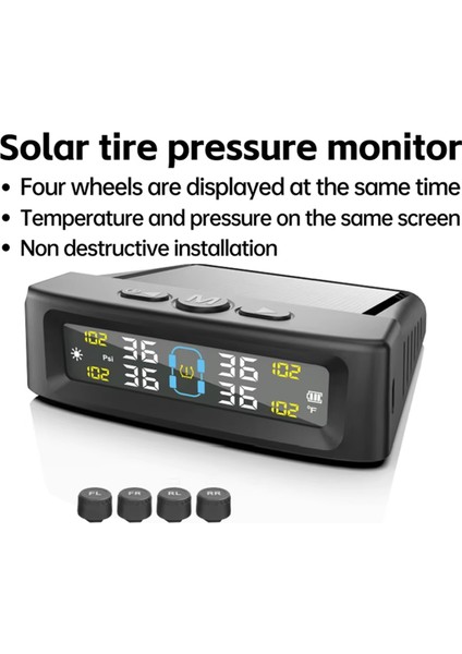 Araba Dış Lastik Basınç Sensörleri Güneş Enerjisi Tpms Lastik Basıncı Izleme Sistemi Lastik Alarmı Dijital Ekran (Yurt Dışından) fiyatları