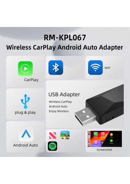 Kablosuz Carplay ve Android Auto Kutusu 2'si 1 Arada Kabloludan Kablosuza Dongle Tak ve Çalıştır Mini Aı Kutusu Carplay Android Auto Adaptörü (Yurt Dışından)