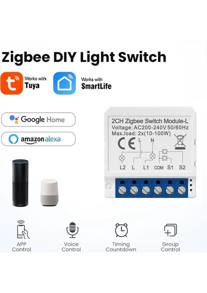Tuya 2ch Zigbee Anahtar 2 Kanal Zigbee Röle fiyatları