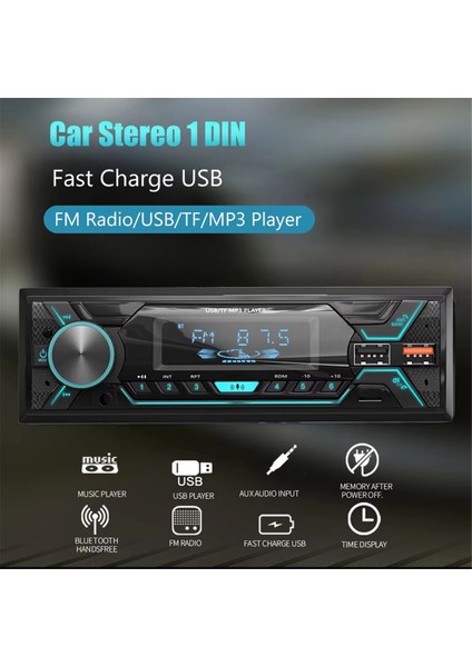 Araba Radyo 1 Din Stereo Multimedya Mp3 Çalar Dijital Bluetooth Fm Aux Girişi USB Bluetooth Evrensel Oto Radyo (Yurt Dışından) fiyatları
