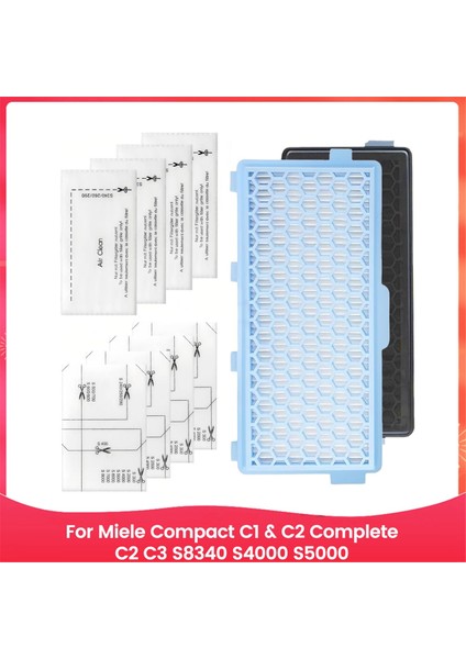 Vakum Süpürge Filtreleri Miele Compact C1 &amp; C2 Için Hepa Filtreleri ve Motor Filtreleri, Komple C2 &amp; C3, S8340, S4000, S5000 (Yurt Dışından)