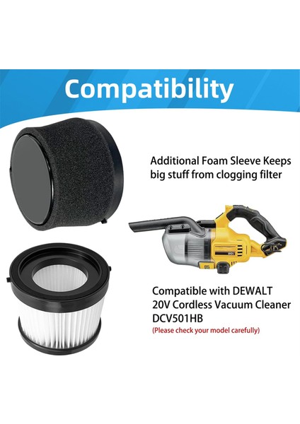DCV5011H Dewalt 20V Için Uyumlu Hepa Filtresi Kablosuz Vakum Süpürge DCV501HB Köpük Kılıf Filtreleri (Yurt Dışından) fırsatları