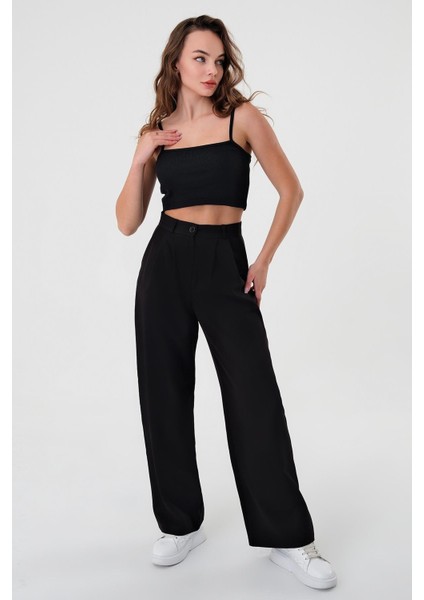 Kadın Siyah Yüksek Bel Palazzo Pantolon modelleri