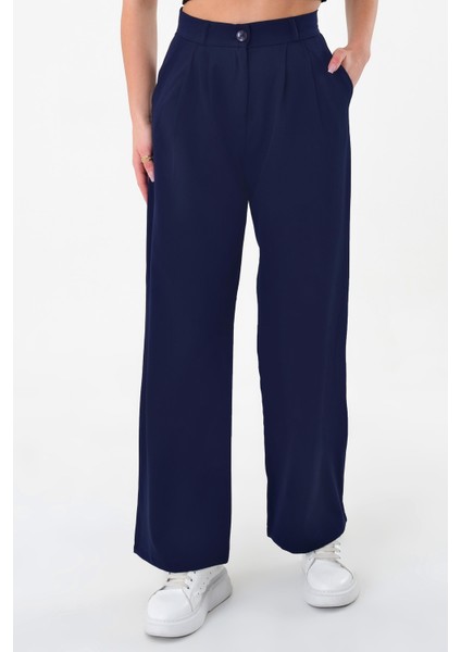 Kadın Lacivert Yüksek Bel Palazzo Pantolon fiyatları