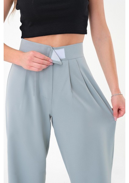 Kadın Yeşil Yüksek Bel Cırtlı Palazzo Pantolon fiyatları